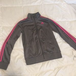 Adidas grey and pink track suit sweater
